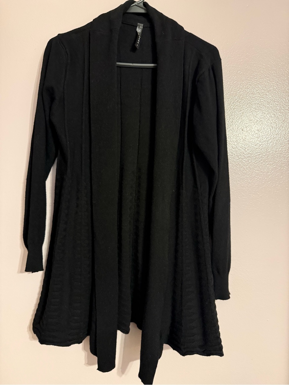 Women's Black Open-Front Long Cardigan Sweater